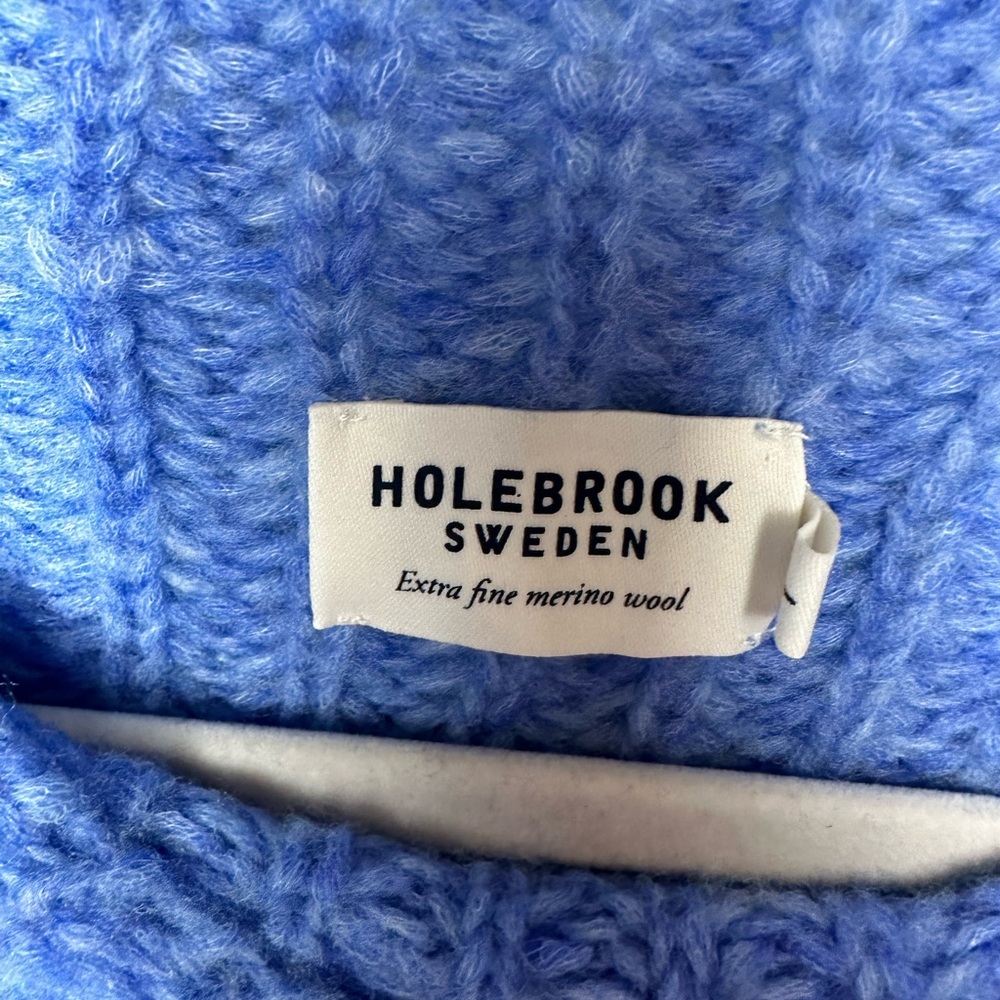 Holebrook Sweden Cajsa Wool Blend Sweater Blue Small Quiet Luxury - Picture 2 of 4